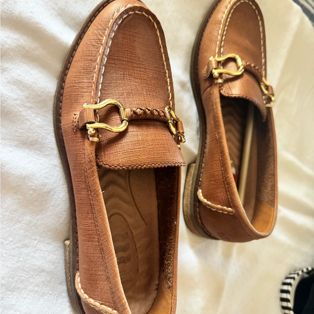 Sperry Brown Leather Loafers with Gold Accents - Picture 2 of 2